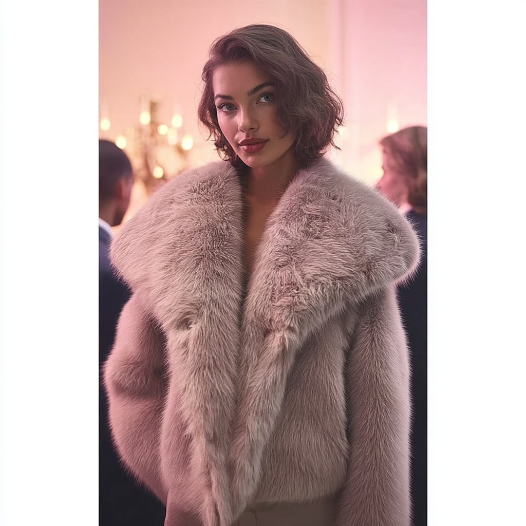 Beige Faux Fur Long Coat for Women – Warm and Stylish Outerwear