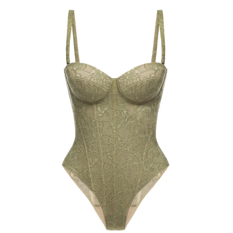 Olive Green Satin Corset Dress