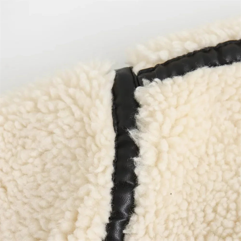 Teddy coat with contrast trim