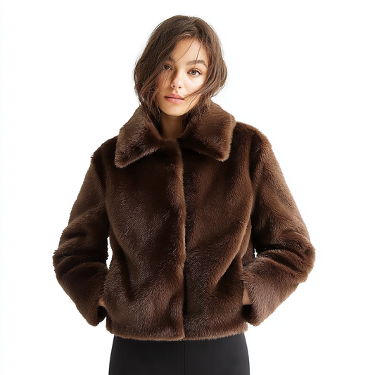 Brown Short Teddy Coat – Cozy Outerwear for Everyday Wear