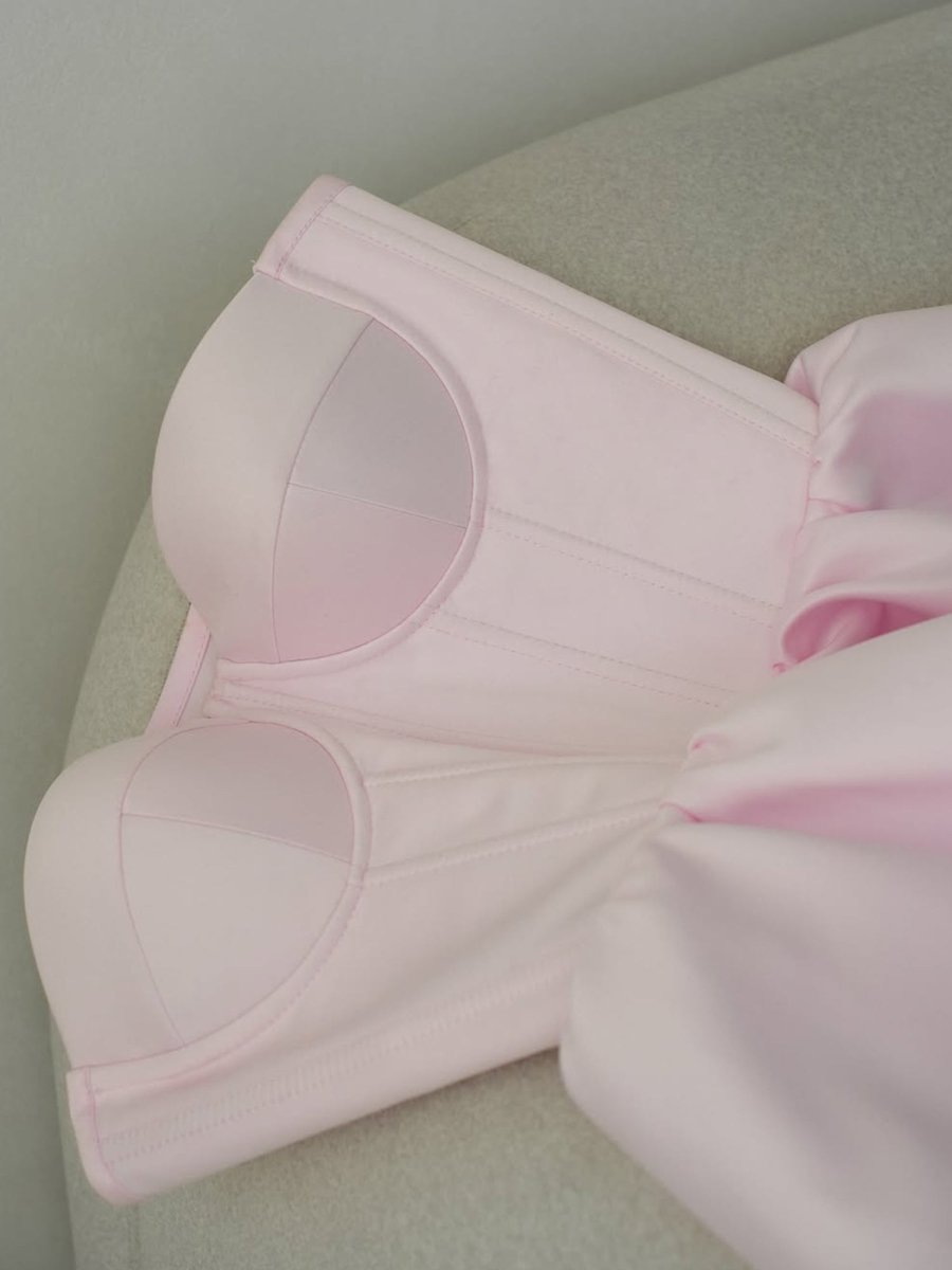 Blush Pink Satin A Line Mini Dress 